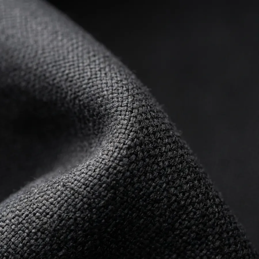 Close-up of charcoal blackout roller-shade fabric weave