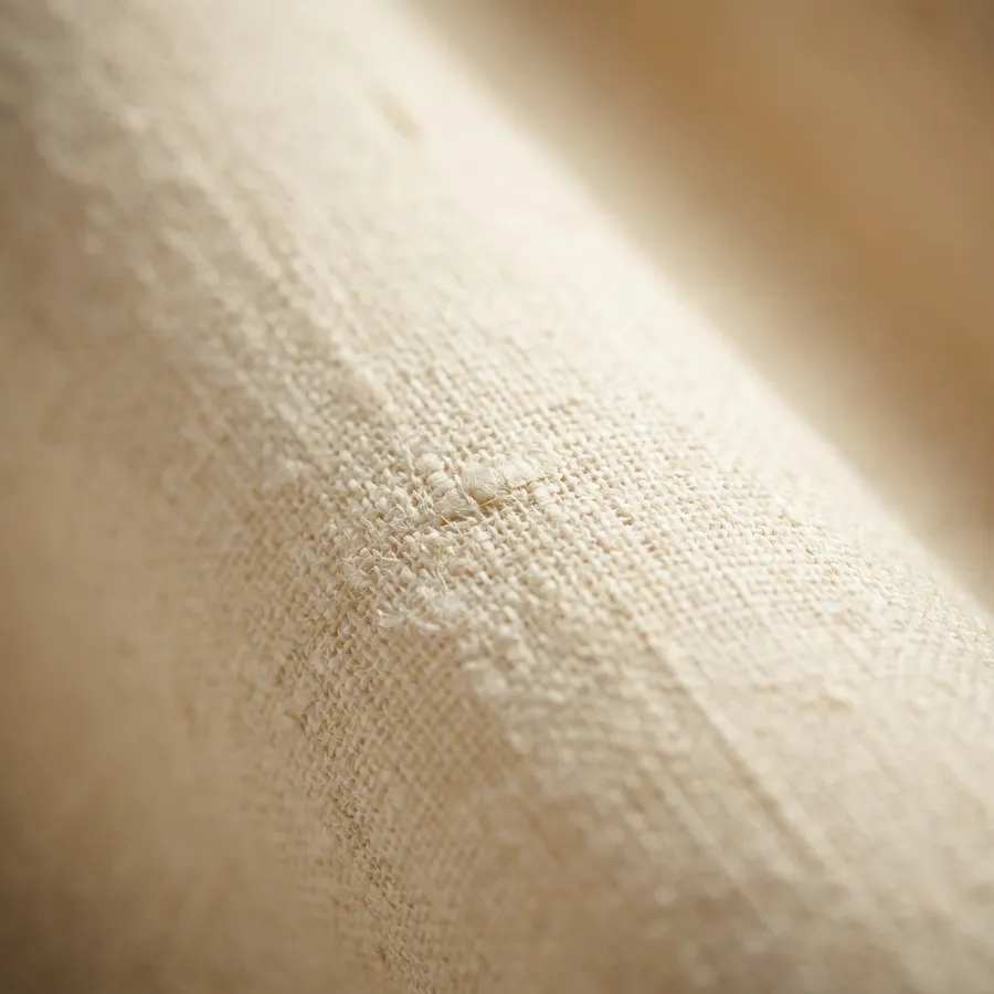 Close-up of woven ivory linen shade fabric